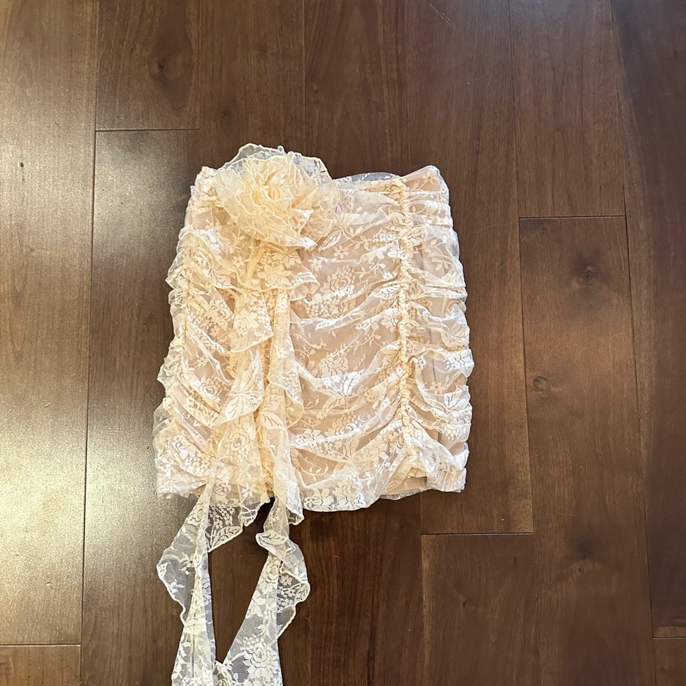 Rare London Cream Bubble Mini Skirt